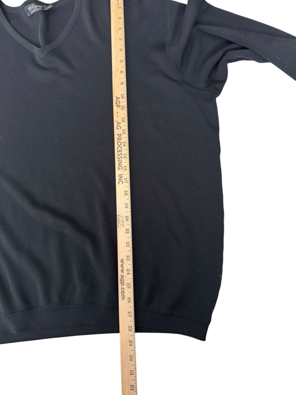 St. Croix 100% Wool Black V-Neck Sweater 2XLT Made USA Quiet Luxury Classic - Picture 5 of 8